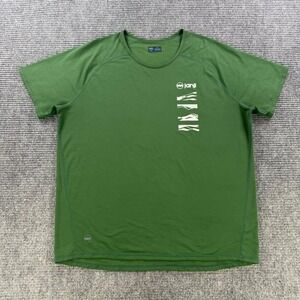 Janji Helio Tech Tee Green Running Shirt Mens XL Run Everywhere Graphic Raglan